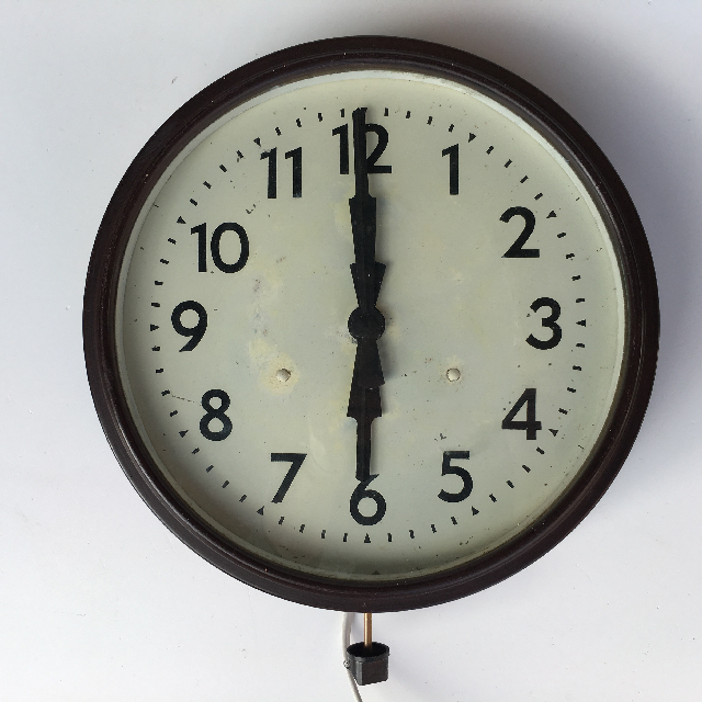 CLOCK, Wall Mount - 1930s Brown Bakelite